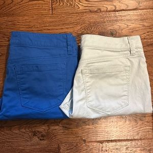 2 Loft Ann Taylor skinnies cobalt and mint 6/28
